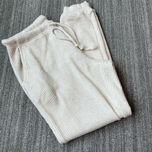 AERIE cream waffle joggers